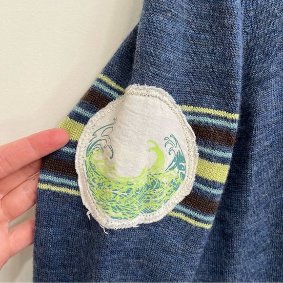 Vintage Y2K Title Nine 100% Washable Wool Cardigan Sweater Blue Horse Print L - Picture 5 of 9